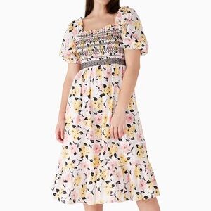 Kate Spade Lily Blooms Smocked Midi Dress 🩷
